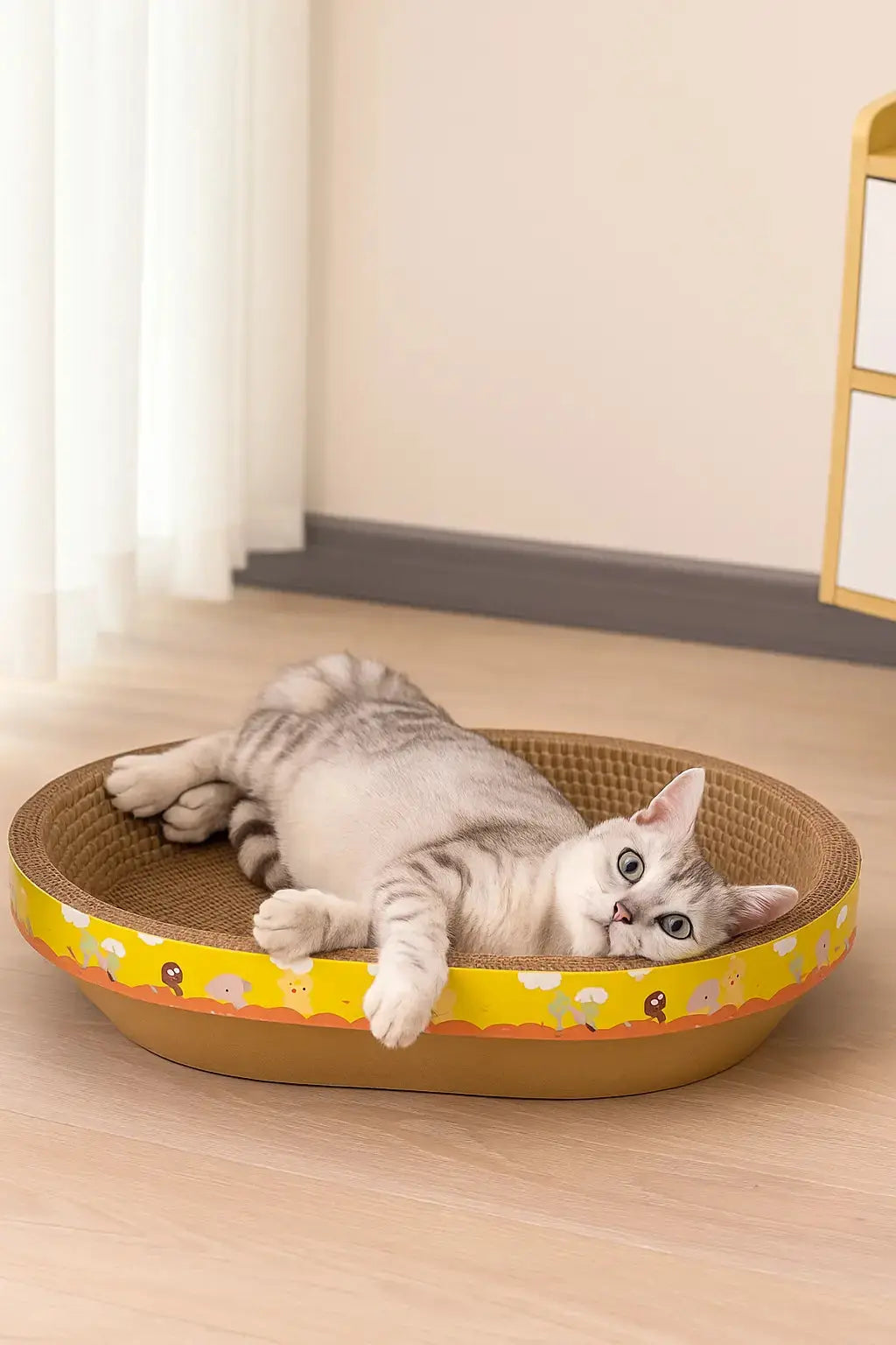 Planche à griffer ovale en papier ondulé Lifecatlike