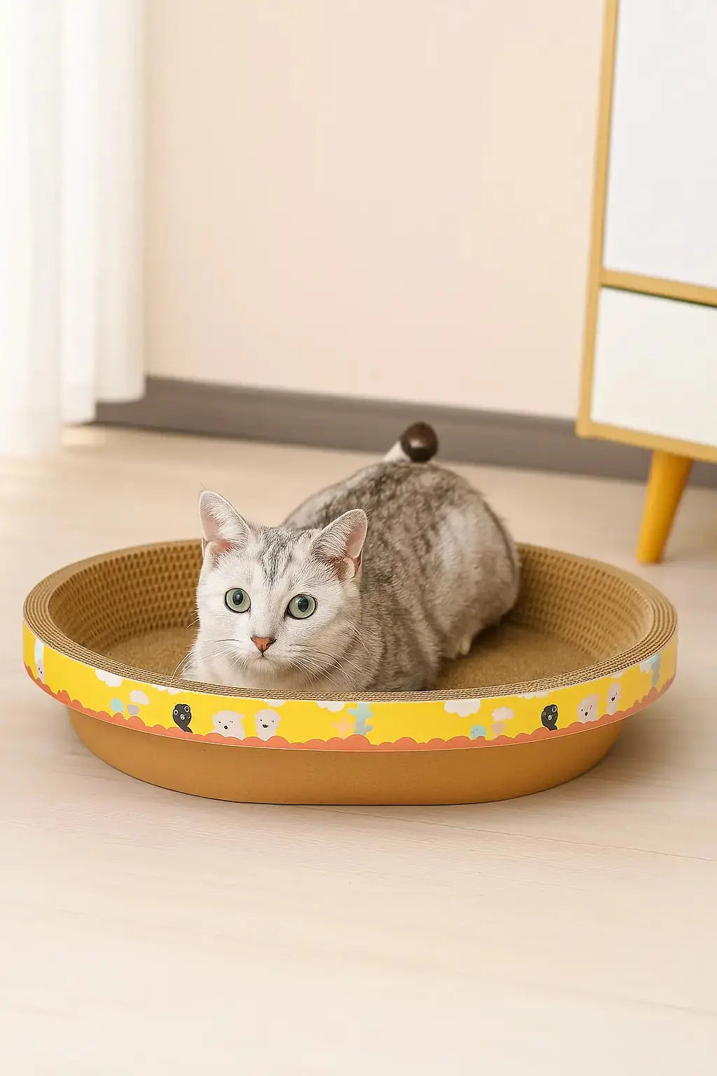 Planche à griffer ovale en papier ondulé Lifecatlike