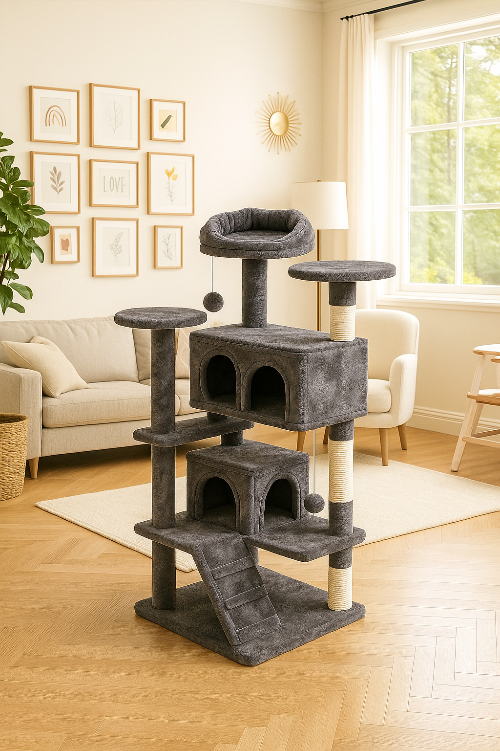 Arbre à chat grande maison avec griffoirs tour de jeu et repos