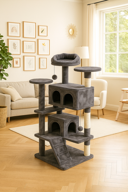Arbre à chat grande maison avec griffoirs tour de jeu et repos