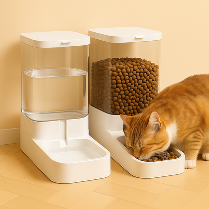 Distributeur de croquettes et d'Eau pour Chat – Récipient à Stockage par Gravité