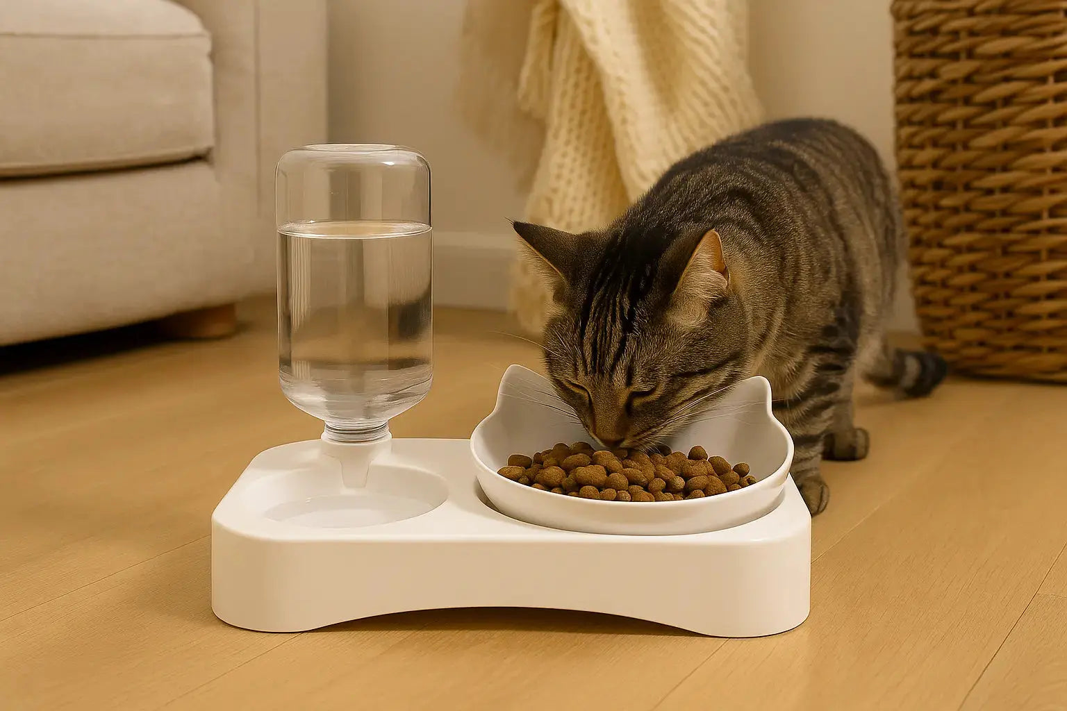 Bols Doubles Incliné avec Distributeur d'Eau Lifecatlike