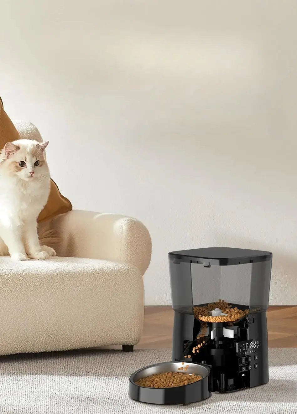 Distributeur intelligent de croquettes pour chat 2L avec bouton Lifecatlike